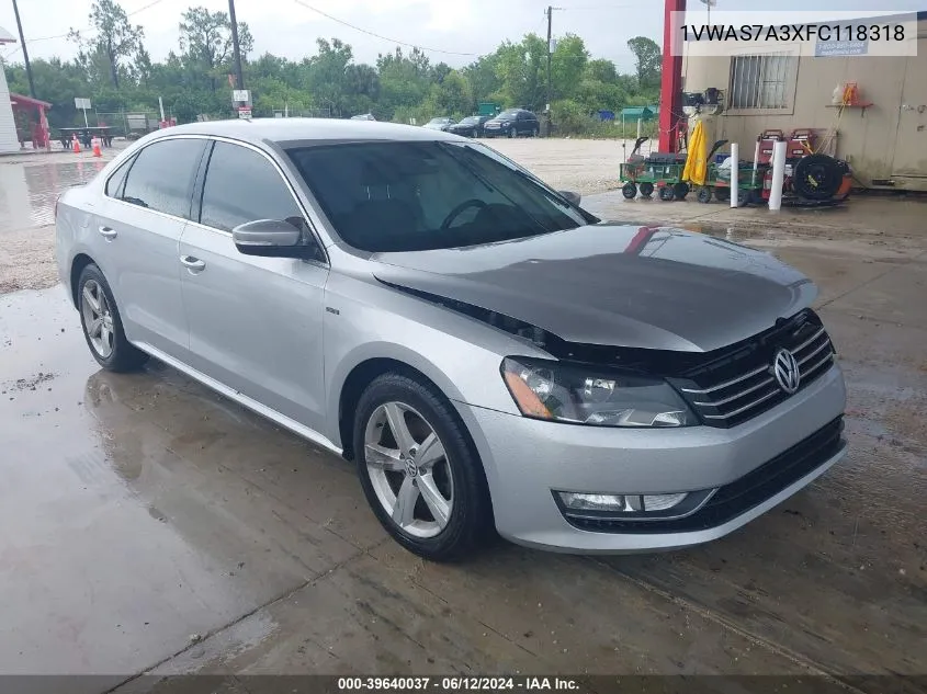 2015 Volkswagen Passat 1.8T Limited Edition VIN: 1VWAS7A3XFC118318 Lot: 39640037