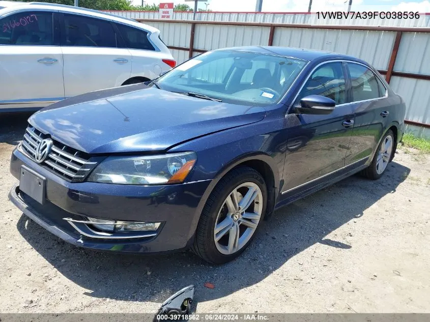 2015 Volkswagen Passat 2.0L Tdi Se VIN: 1VWBV7A39FC038536 Lot: 39718562