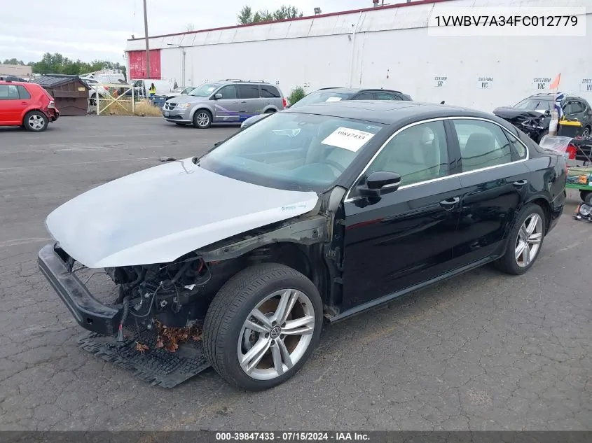 2015 Volkswagen Passat 2.0L Tdi Se VIN: 1VWBV7A34FC012779 Lot: 39847433