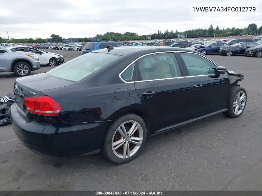 2015 Volkswagen Passat 2.0L Tdi Se VIN: 1VWBV7A34FC012779 Lot: 39847433