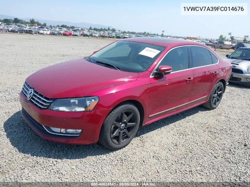 2015 Volkswagen Passat 2.0L Tdi Sel Premium VIN: 1VWCV7A39FC014676 Lot: 40036541