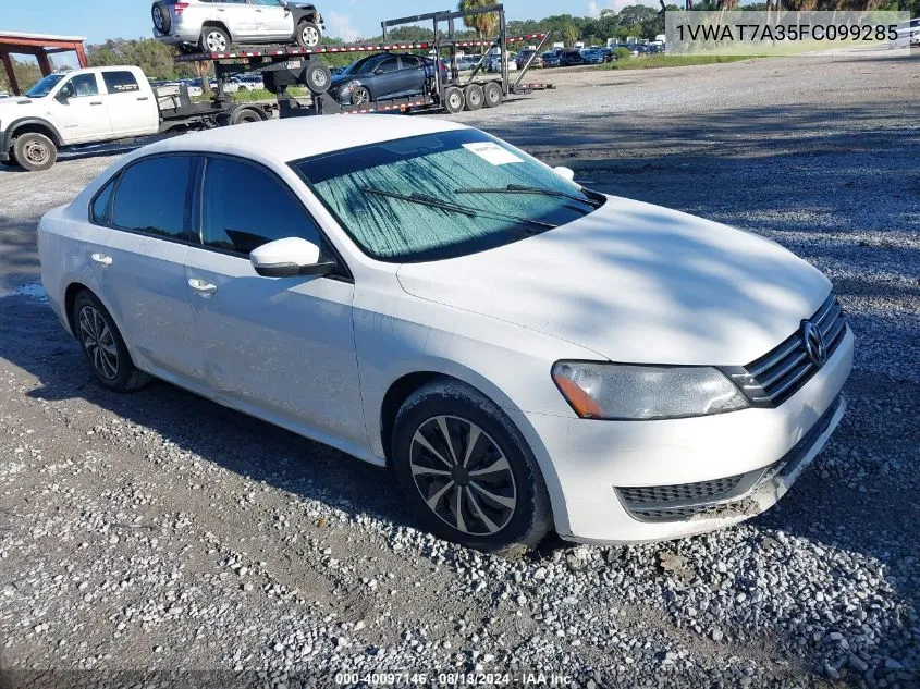 2015 Volkswagen Passat 1.8T S VIN: 1VWAT7A35FC099285 Lot: 40097146