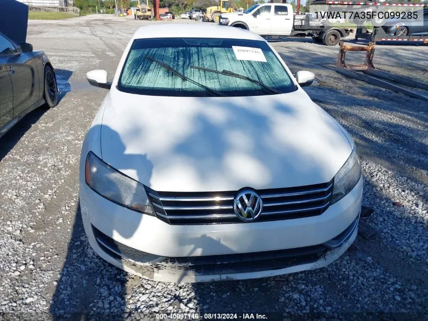 2015 Volkswagen Passat 1.8T S VIN: 1VWAT7A35FC099285 Lot: 40097146