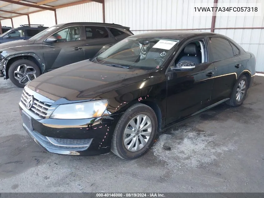 2015 Volkswagen Passat 1.8T Wolfsburg Edition VIN: 1VWAT7A34FC057318 Lot: 40146000