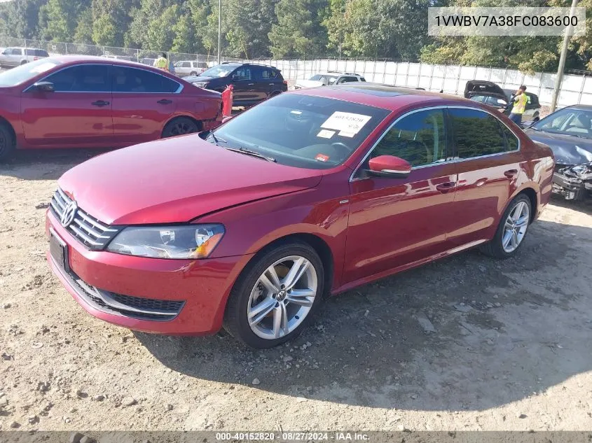 2015 Volkswagen Passat 2.0L Tdi Se VIN: 1VWBV7A38FC083600 Lot: 40152820