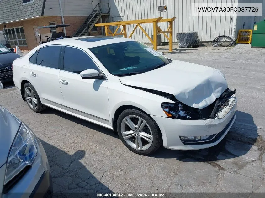 2015 Volkswagen Passat 2.0L Tdi Sel Premium VIN: 1VWCV7A30FC087726 Lot: 40184242