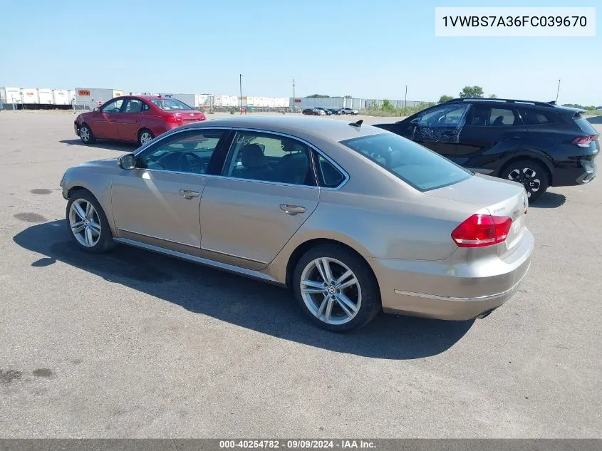 2015 Volkswagen Passat 1.8T Se VIN: 1VWBS7A36FC039670 Lot: 40254782