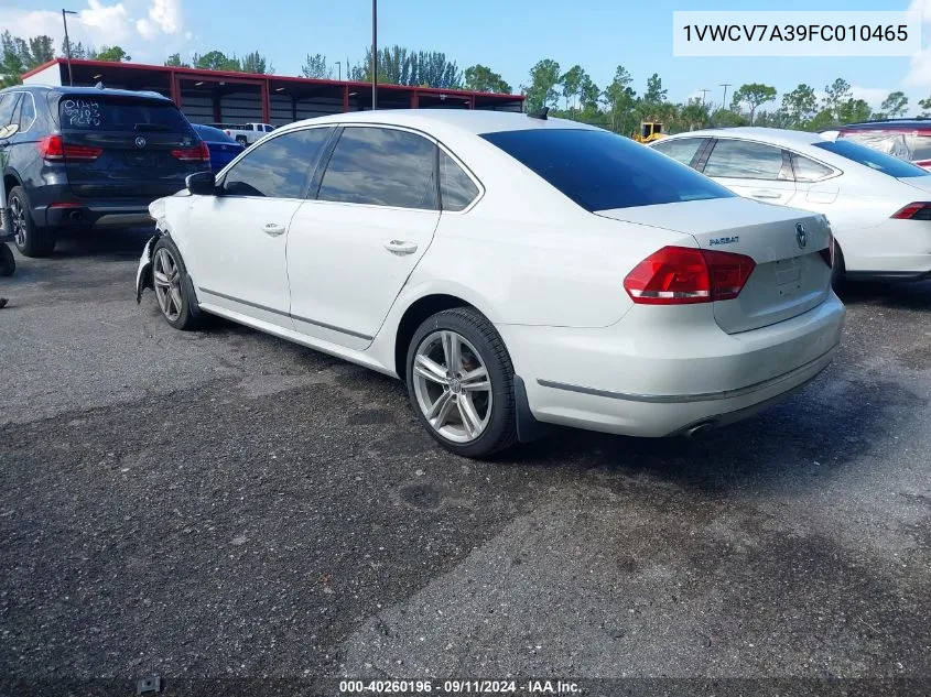 2015 Volkswagen Passat 2.0L Tdi Sel Premium VIN: 1VWCV7A39FC010465 Lot: 40260196