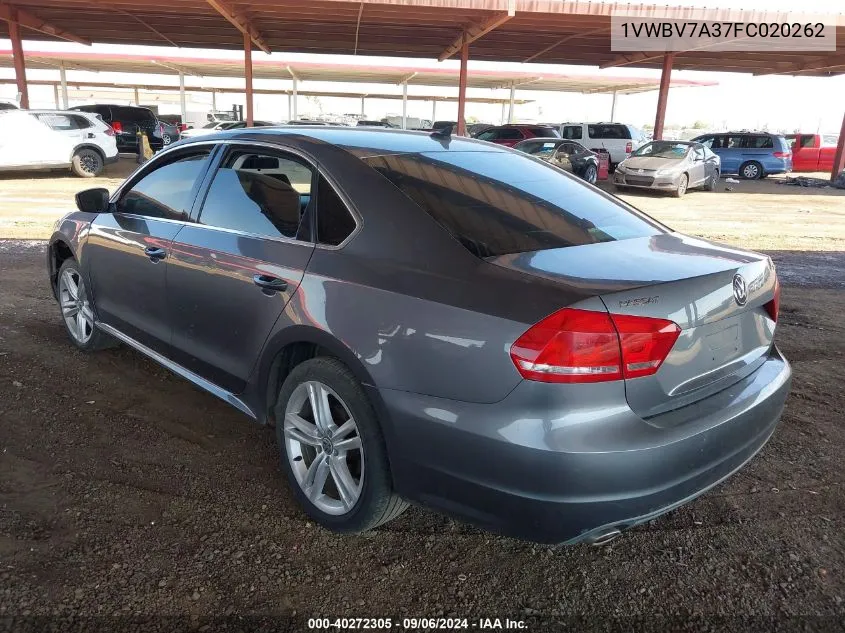 1VWBV7A37FC020262 2015 Volkswagen Passat 2.0L Tdi Se