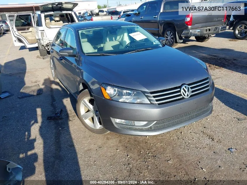 2015 Volkswagen Passat S VIN: 1VWAS7A30FC117663 Lot: 40294205