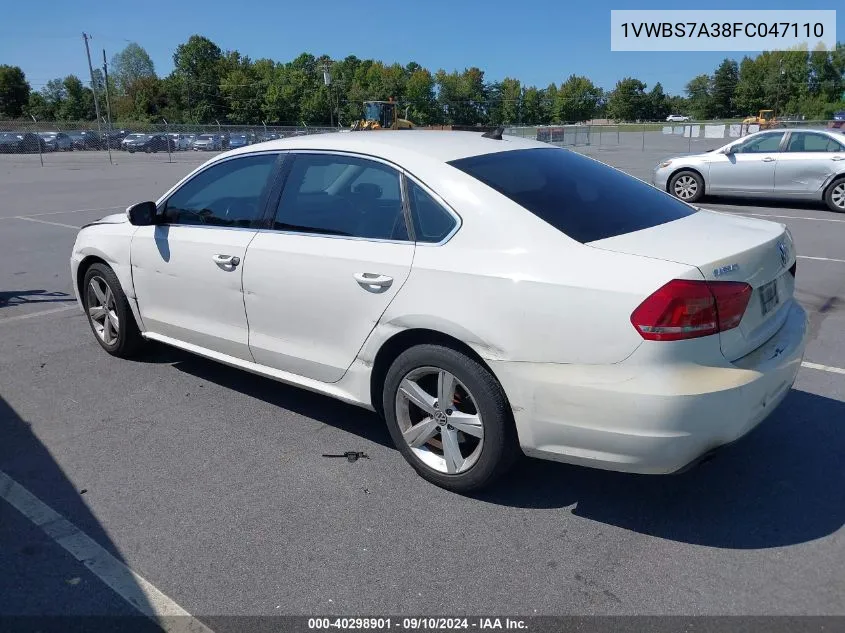 2015 Volkswagen Passat Se VIN: 1VWBS7A38FC047110 Lot: 40298901