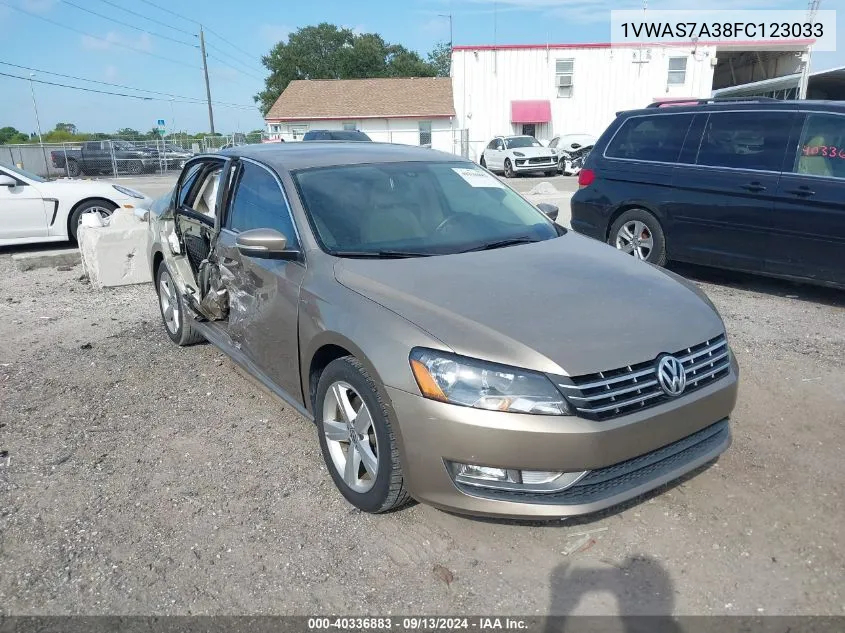 2015 Volkswagen Passat S VIN: 1VWAS7A38FC123033 Lot: 40336883