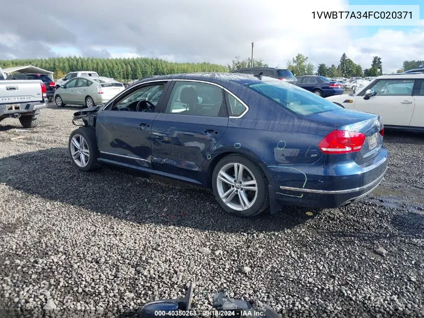 2015 Volkswagen Passat 1.8T Se VIN: 1VWBT7A34FC020371 Lot: 40350263