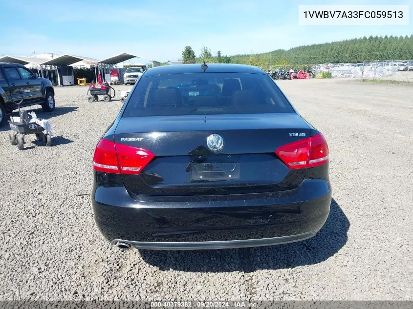 2015 Volkswagen Passat 2.0L Tdi Se VIN: 1VWBV7A33FC059513 Lot: 40379382