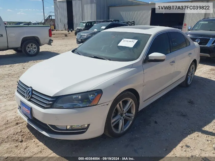 2015 Volkswagen Passat 1.8T Se VIN: 1VWBT7A37FC039822 Lot: 40384854