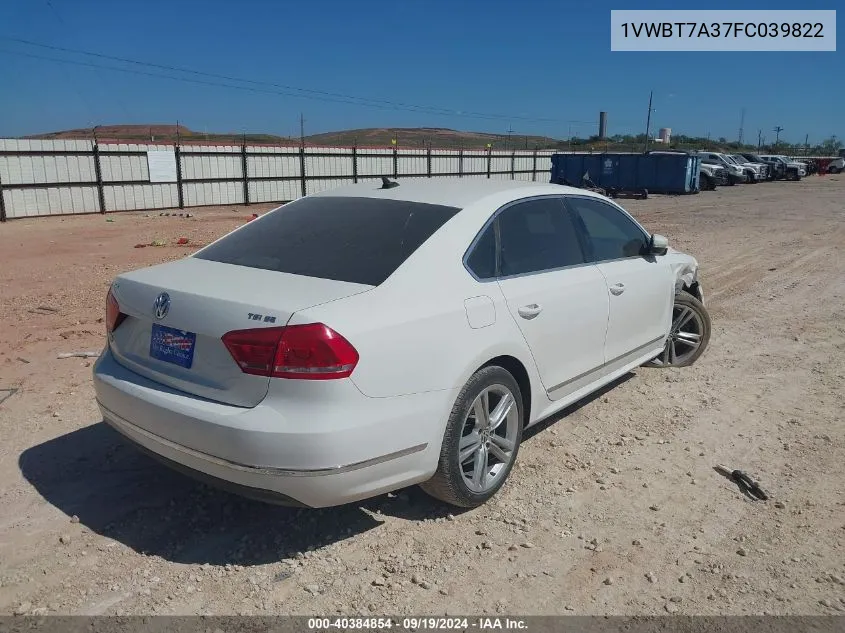 2015 Volkswagen Passat 1.8T Se VIN: 1VWBT7A37FC039822 Lot: 40384854