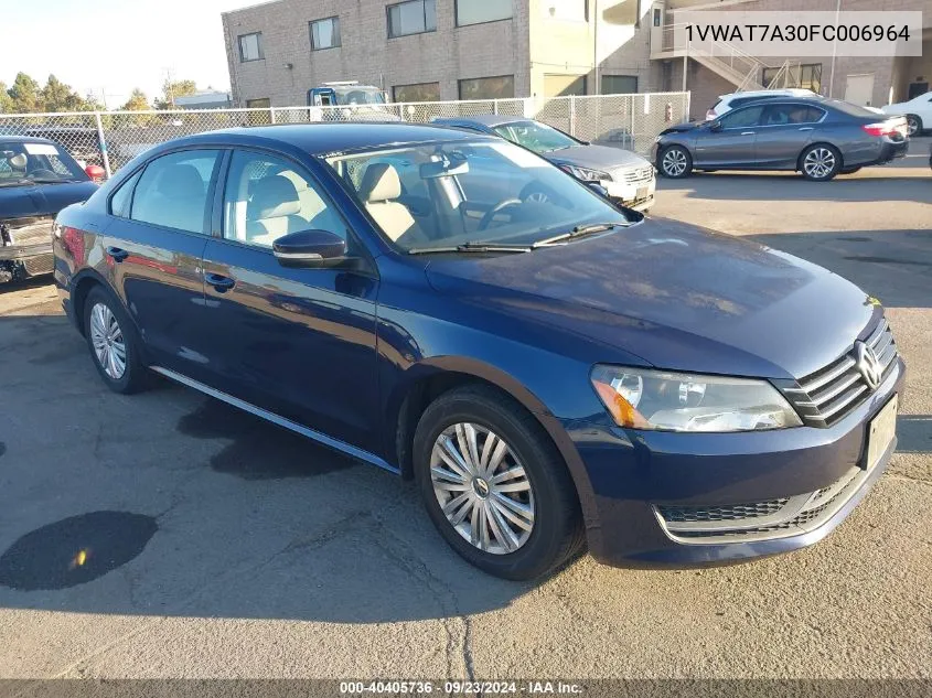 2015 Volkswagen Passat 1.8T S VIN: 1VWAT7A30FC006964 Lot: 40405736