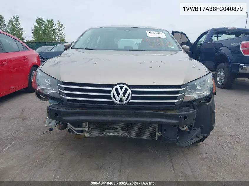 2015 Volkswagen Passat 1.8T Se VIN: 1VWBT7A38FC040879 Lot: 40418403