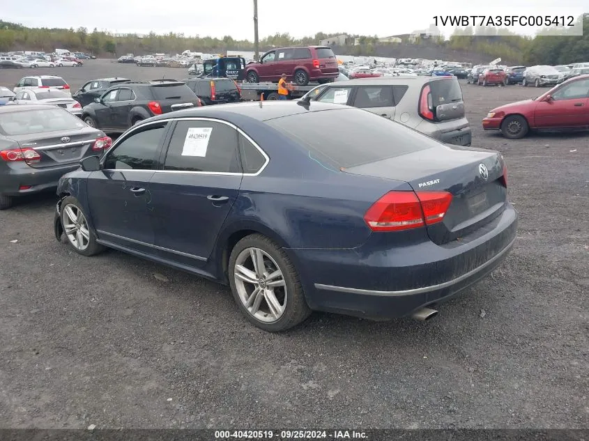 2015 Volkswagen Passat 1.8T Se VIN: 1VWBT7A35FC005412 Lot: 40420519