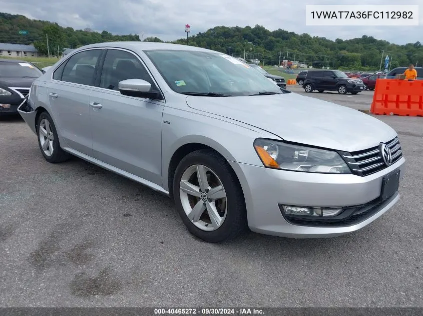 2015 Volkswagen Passat 1.8T Limited Edition VIN: 1VWAT7A36FC112982 Lot: 40465272