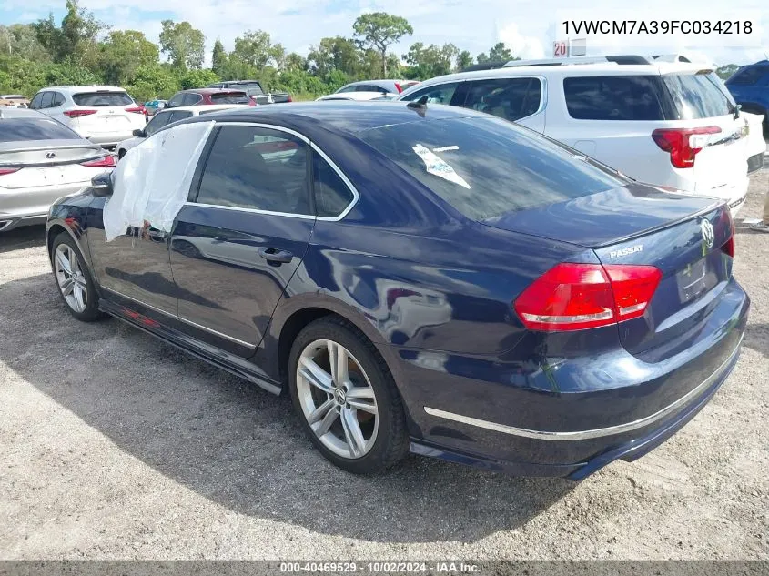 2015 Volkswagen Passat Sel VIN: 1VWCM7A39FC034218 Lot: 40469529