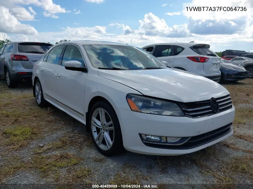 1VWBT7A37FC064736 2015 Volkswagen Passat 1.8T Se