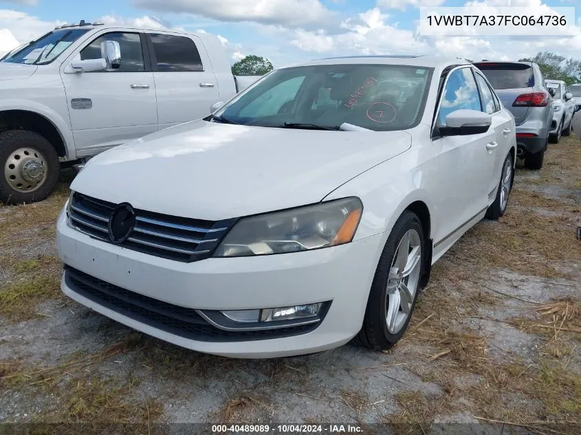 1VWBT7A37FC064736 2015 Volkswagen Passat 1.8T Se