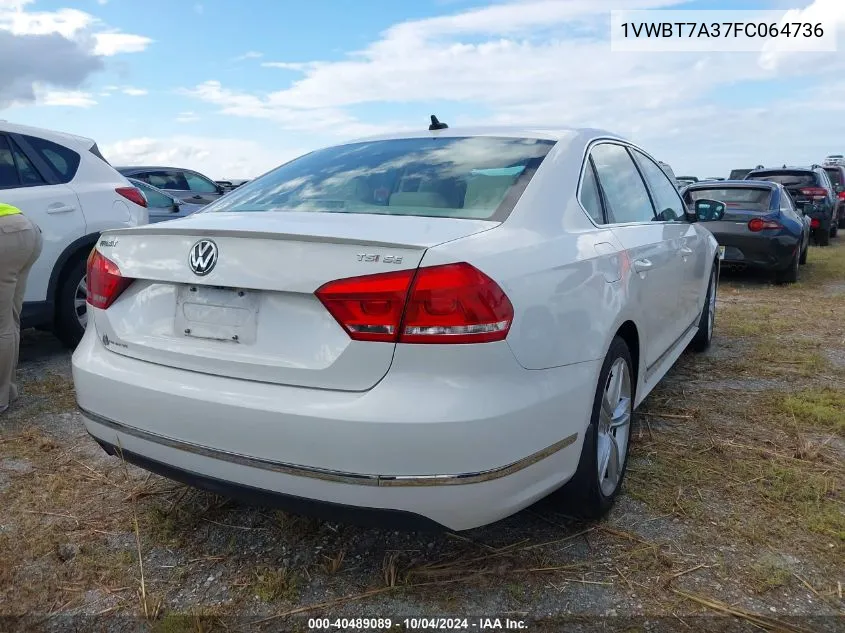 2015 Volkswagen Passat 1.8T Se VIN: 1VWBT7A37FC064736 Lot: 40489089