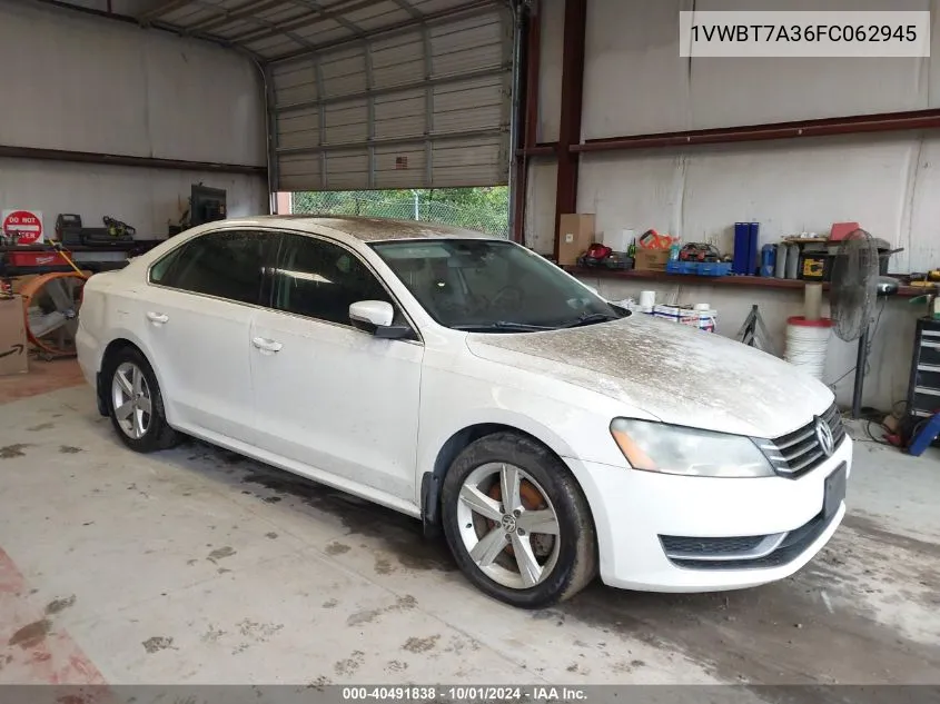 2015 Volkswagen Passat 1.8T Se VIN: 1VWBT7A36FC062945 Lot: 40491838