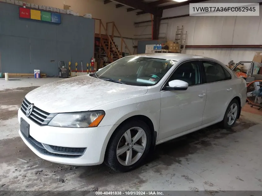 2015 Volkswagen Passat 1.8T Se VIN: 1VWBT7A36FC062945 Lot: 40491838