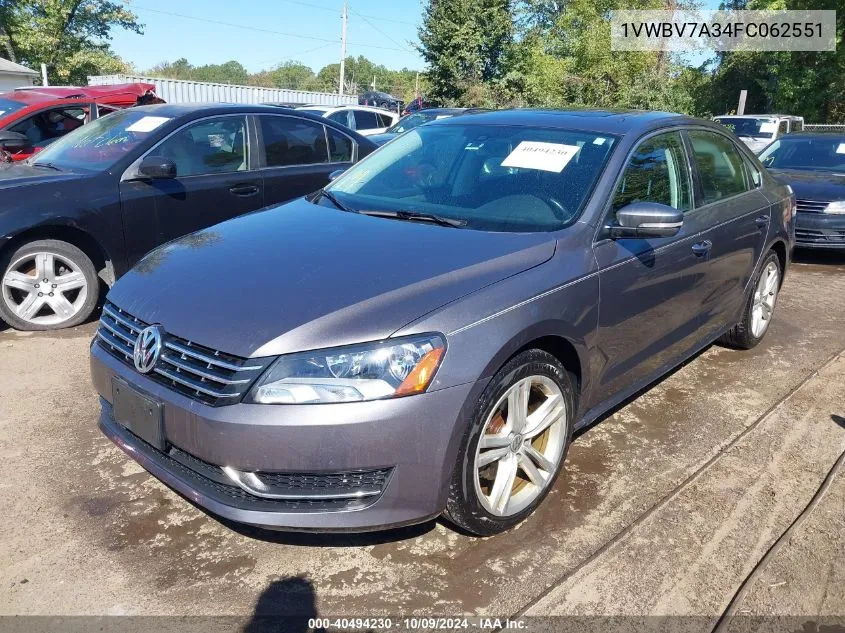 2015 Volkswagen Passat 2.0L Tdi Se VIN: 1VWBV7A34FC062551 Lot: 40494230