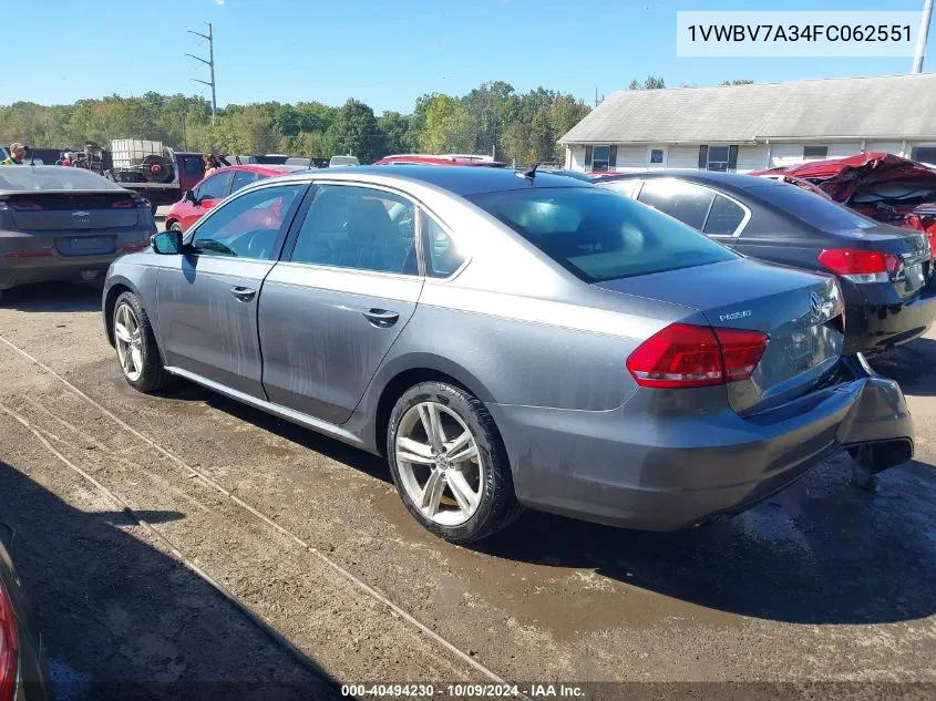 2015 Volkswagen Passat 2.0L Tdi Se VIN: 1VWBV7A34FC062551 Lot: 40494230