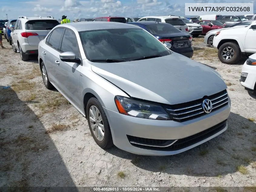 2015 Volkswagen Passat S VIN: 1VWAT7A39FC032608 Lot: 40526013