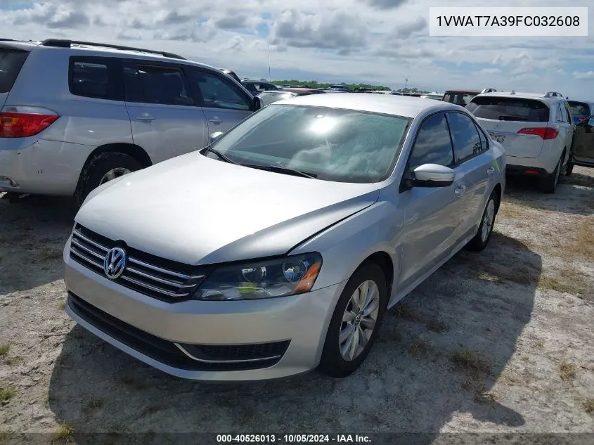 2015 Volkswagen Passat S VIN: 1VWAT7A39FC032608 Lot: 40526013