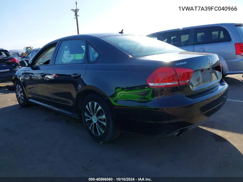 2015 Volkswagen Passat 1.8T S VIN: 1VWAT7A39FC040966 Lot: 40566060