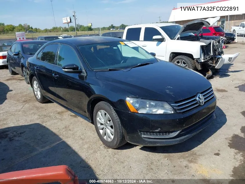 2015 Volkswagen Passat 1.8T Wolfsburg Edition VIN: 1VWAT7A32FC022891 Lot: 40574863