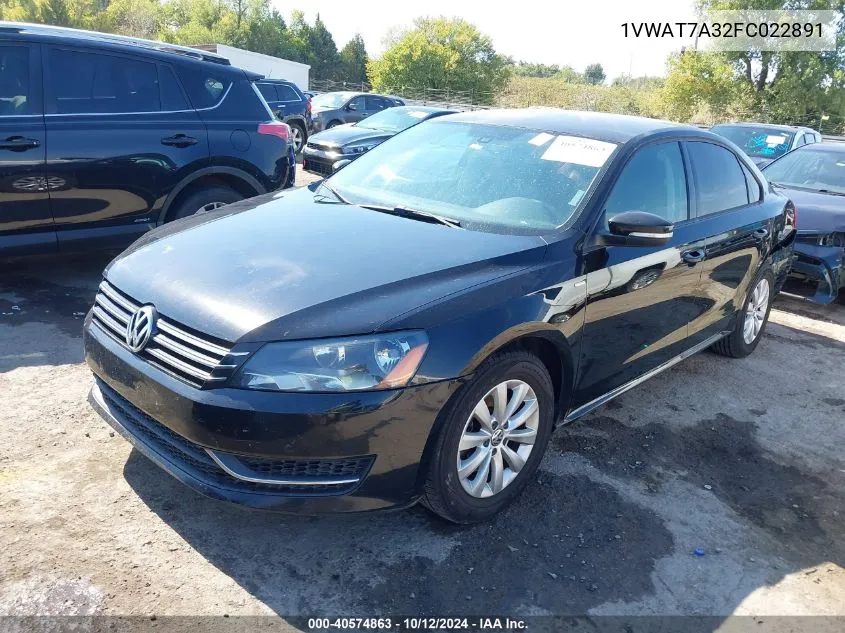 2015 Volkswagen Passat 1.8T Wolfsburg Edition VIN: 1VWAT7A32FC022891 Lot: 40574863