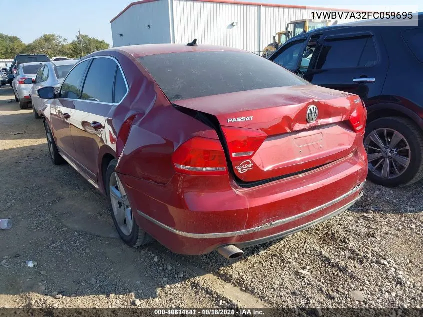 2015 Volkswagen Passat 2.0L Tdi Se VIN: 1VWBV7A32FC059695 Lot: 40614841