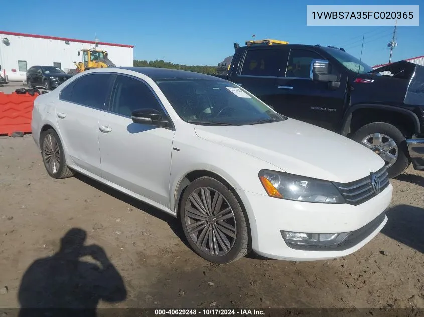 2015 Volkswagen Passat 1.8T Sport VIN: 1VWBS7A35FC020365 Lot: 40629248