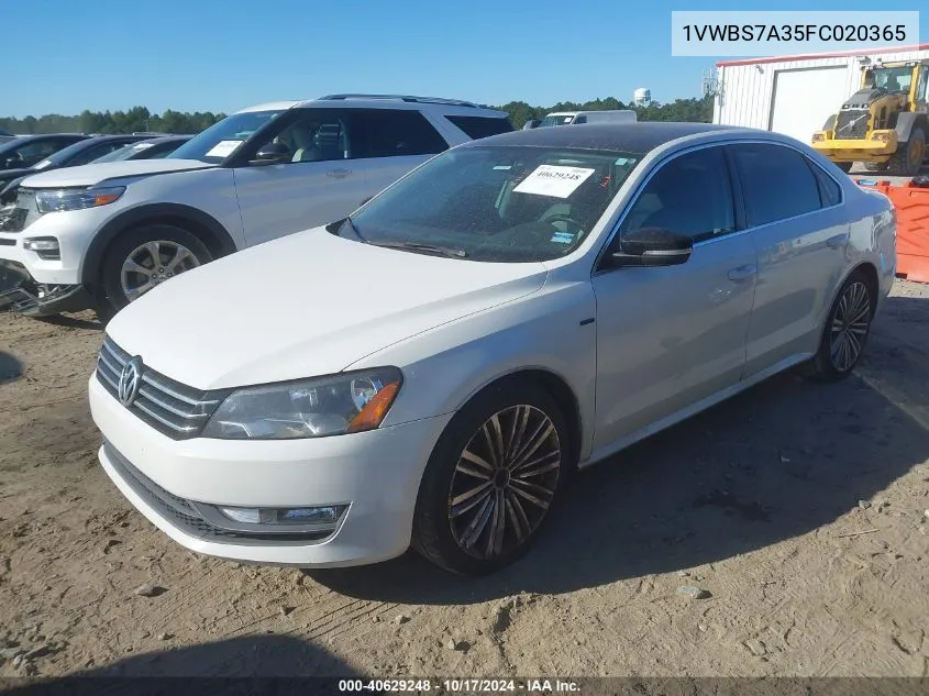 2015 Volkswagen Passat 1.8T Sport VIN: 1VWBS7A35FC020365 Lot: 40629248