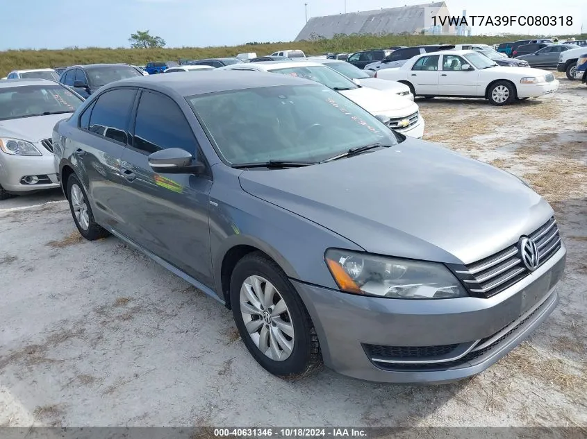 2015 Volkswagen Passat 1.8T Wolfsburg Edition VIN: 1VWAT7A39FC080318 Lot: 40631346