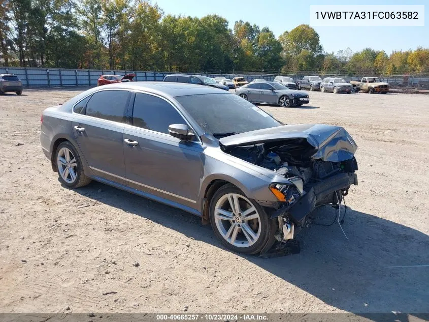 2015 Volkswagen Passat 1.8T Se VIN: 1VWBT7A31FC063582 Lot: 40665257