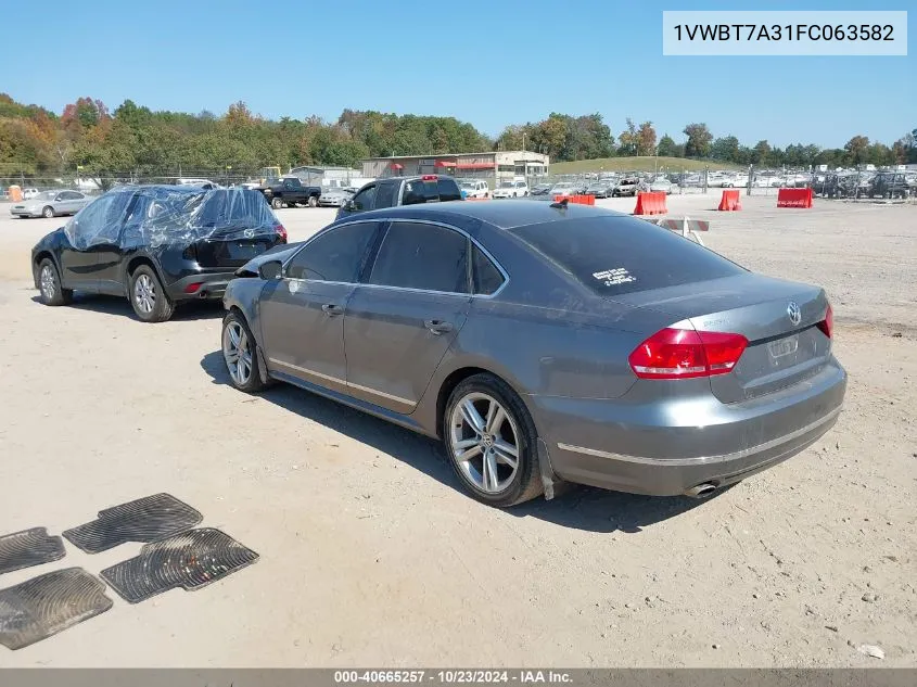 2015 Volkswagen Passat 1.8T Se VIN: 1VWBT7A31FC063582 Lot: 40665257