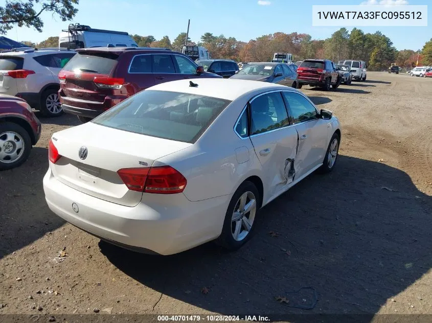 2015 Volkswagen Passat 1.8T Limited Edition VIN: 1VWAT7A33FC095512 Lot: 40701479