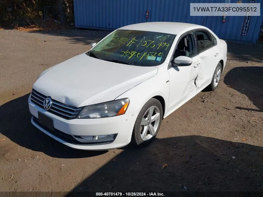 2015 Volkswagen Passat 1.8T Limited Edition VIN: 1VWAT7A33FC095512 Lot: 40701479