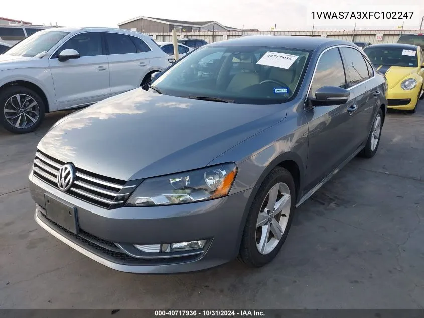 2015 Volkswagen Passat 1.8T Limited Edition VIN: 1VWAS7A3XFC102247 Lot: 40717936