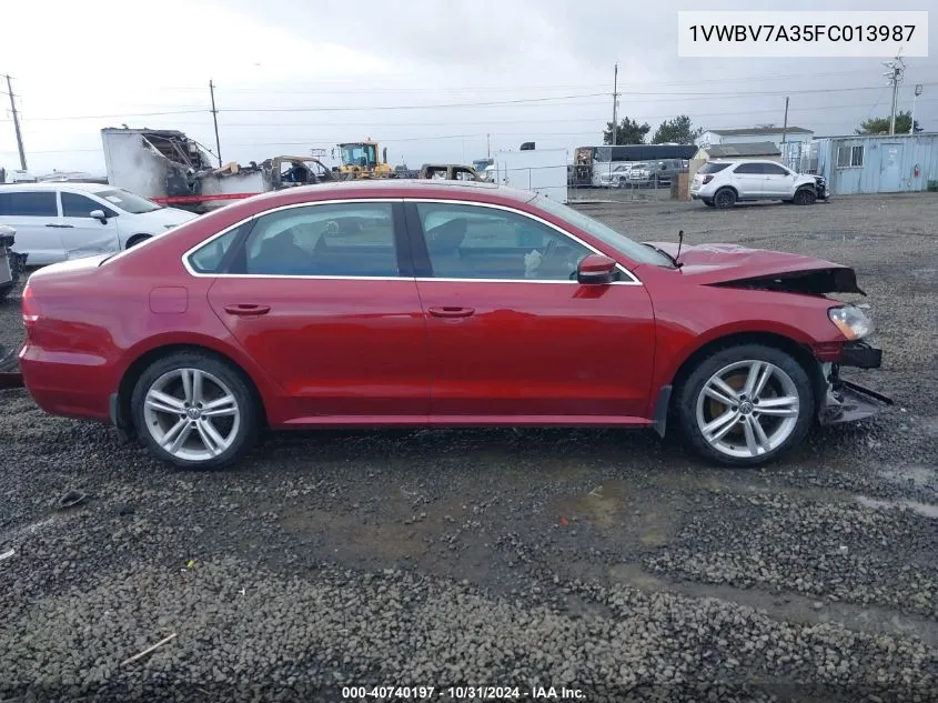 2015 Volkswagen Passat 2.0L Tdi Se VIN: 1VWBV7A35FC013987 Lot: 40740197