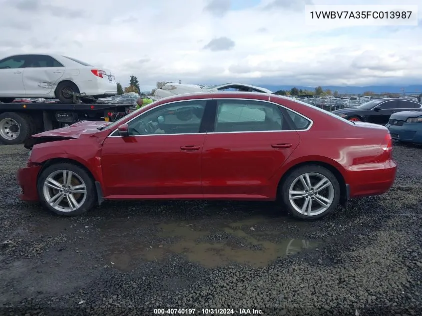 2015 Volkswagen Passat 2.0L Tdi Se VIN: 1VWBV7A35FC013987 Lot: 40740197