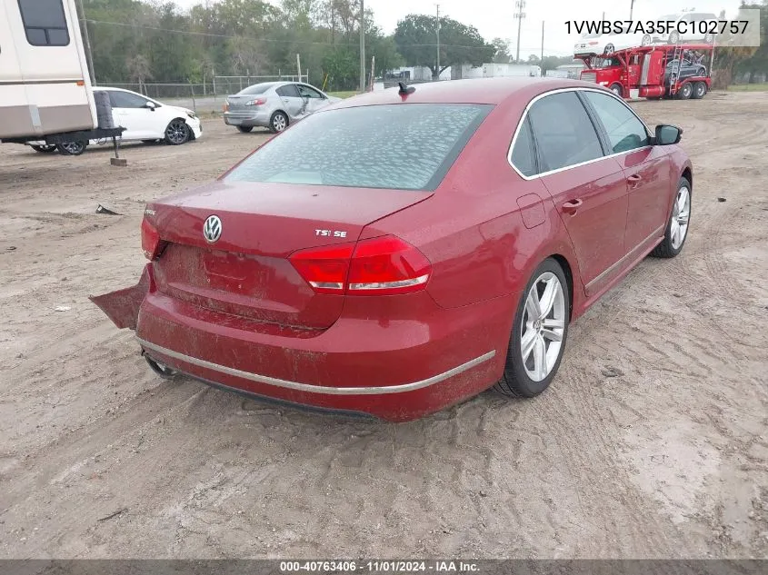 2015 Volkswagen Passat 1.8T Se VIN: 1VWBS7A35FC102757 Lot: 40763406