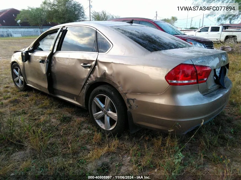 2015 Volkswagen Passat 1.8T Limited Edition VIN: 1VWAS7A34FC077894 Lot: 40805997